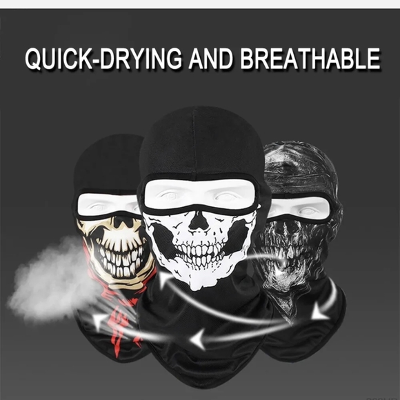 Tactical Skull Ghost Printed Full Face Mask Balaclava Halloween Ski Motorcycle - Picture 2 of 6